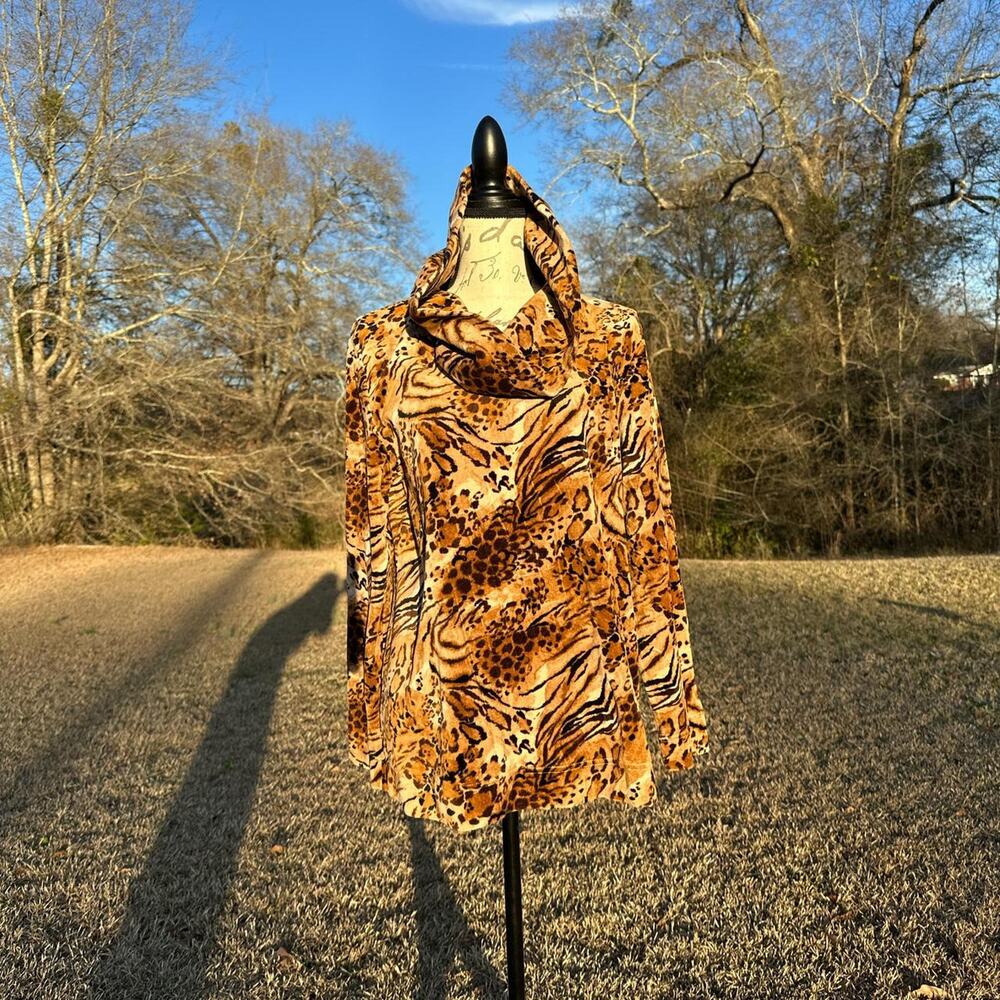 Cheetah & Tiger Cowl Neck Sweater